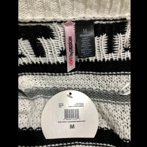 NWT Fur Front Jacquard Back Vest - Picture 5 of 5